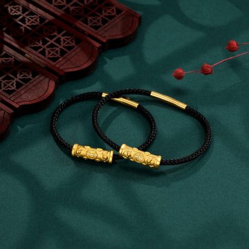 余生系列-古法黄金珠足金串珠黄金吊坠手串男女情侣款